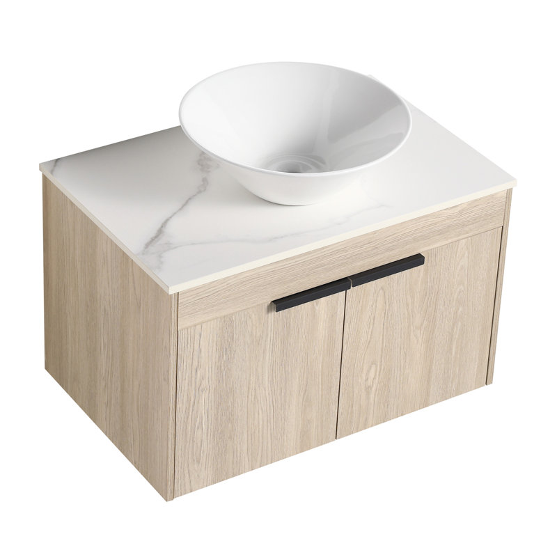 Meuble-lavabo moderne avec fixation murale peu encombrante et lavabo en céramique durable