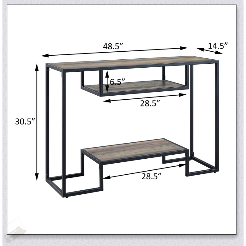 Console rustique en chêne rustique avec 2 tablettes spacieuses pour un décor moderne et traditionnel
