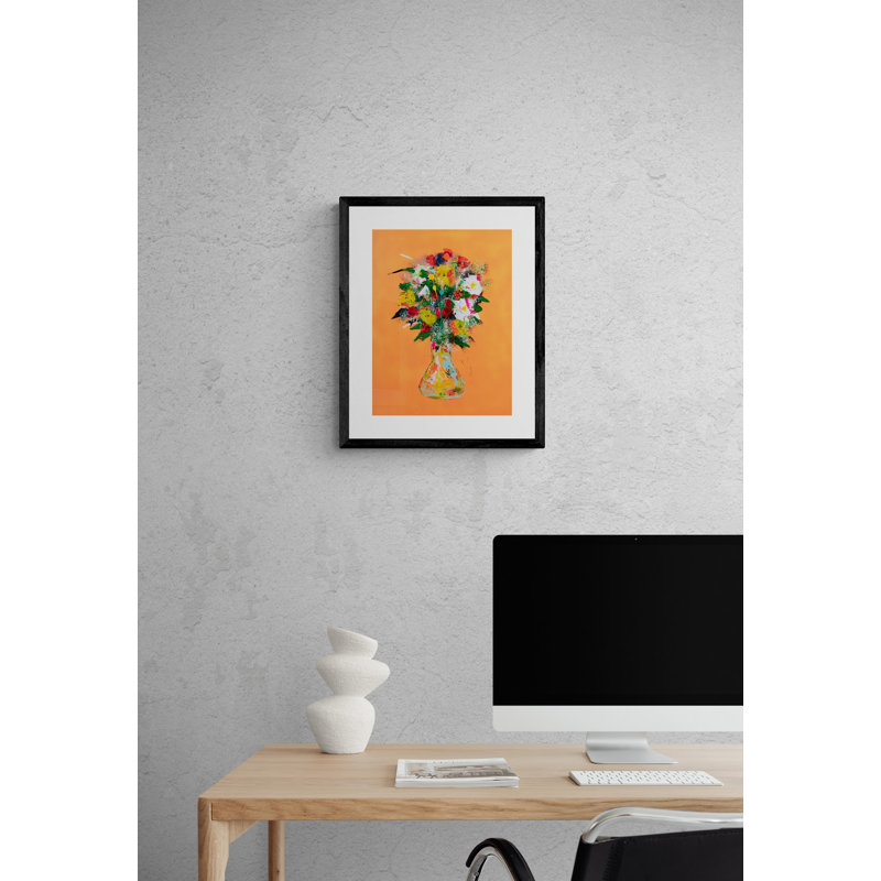 Flowers On Orange Print by Jphono 1, Wrapped Canvas, 32" H x 24" W, No Mat