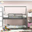 Lit superposé simple au-dessus de gris bas - en forme de maison pour un sommeil sécuritaire avec repos confortable inclus-665545460