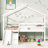 Twin Low Loft House Bed With Slide,  Ladder, Safety Guardrails, House Roof Frame,White-1979090433