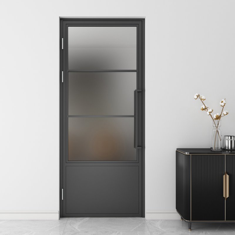 JUBEST Glass and Metal Frame Glass Hollow Swing Door Interior Standard Door