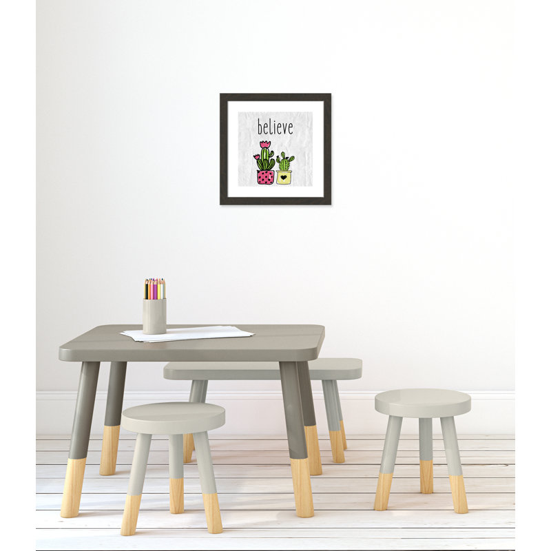 Cactus B, art encadré, H 16 po x l 16 po x P 0,6 po, Cadre plat à grain de bois noir