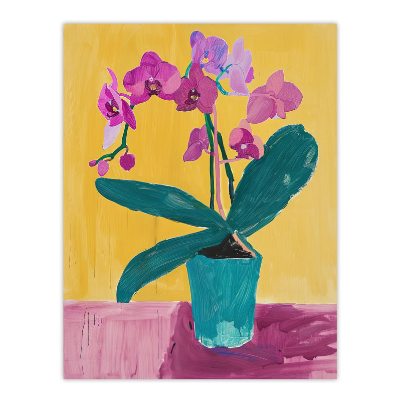 Orchid Flower Pot Painting Wall Art Print