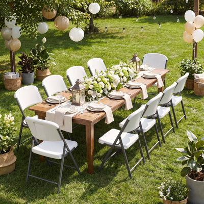 Lot de 10 chaises pliantes, chaises en plastique robuste supportant jusqu'à 159 kg avec structure métallique antirouille, chaises d'extérieur toutes saisons pour terrasse, mariage, fête et événements