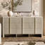 4-Piece Bedroom Set, Fluted Platform Bed with 2 Nightstands and 6-Drawer Dresser-1080814510-1080814508