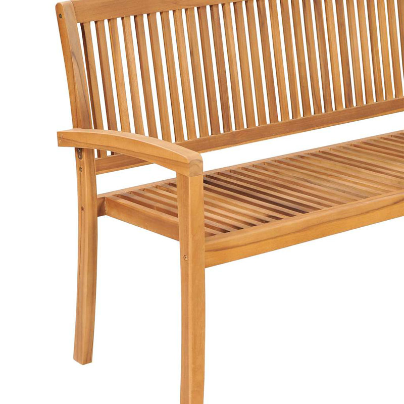 Arlogh Solid Wood Teak Outdoor Bench, 90cm H x 159cm W x 57.5cm D