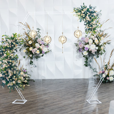 Arche de mariage florale blanche à double couche Pentagon