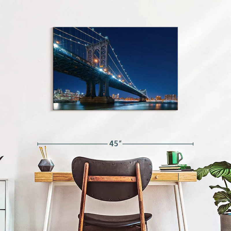 Lilie NYC Bridge At Night, H 24 po x l 36 po