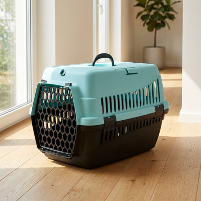 Modern Turquoise and Black Pet Travel Carrier with Ventilated Design (22.3'' W x 15.7'' D x 27.0'' H)