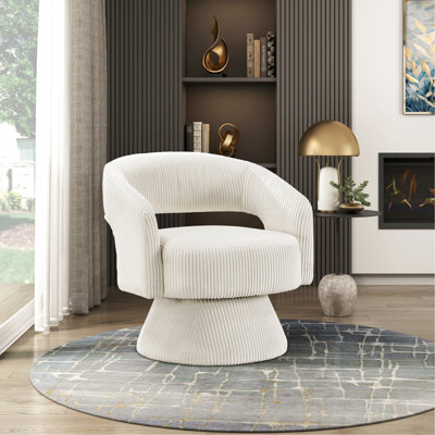Fauteuil moderne de luxe beige - pivotant à 360°, bois massif et rembourrage en mousse, style pivotant élégant, structure en contreplaqué, rembourrage pour un confort optimal