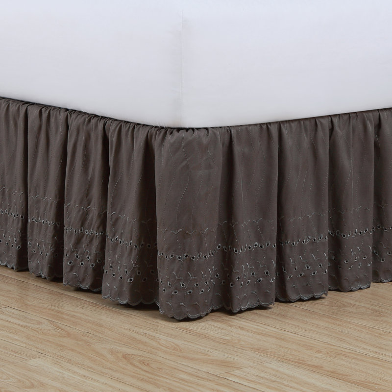 Ivory Eyelet Ruffled Cotton Polyester Full Bed Skirt