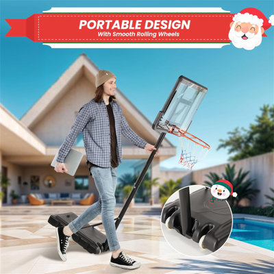 Système de terrain de basket-ball pour basketball portatif extérieur de 4,2 à 10 pieds de hauteur réglable, panneau incassable de 44 pouces et base élargie, cadeaux pour enfants / jeunes / adultes dans la cour / l'allée / l'intérieur