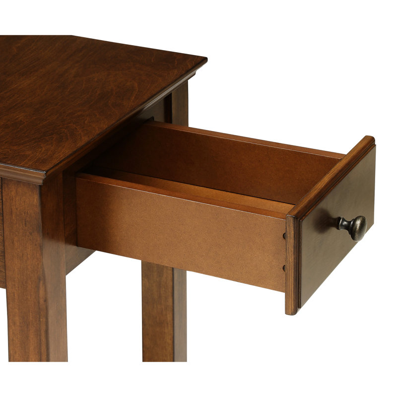 Noyer - Table à finition rectangulaire avec forme rectangulaire, un tiroir et une tablette, pieds fuselés en bois, caractéristique, pattes colorées de qualité de fabrication 1, toute la quincaillerie est fournie, capacité de 80 lb