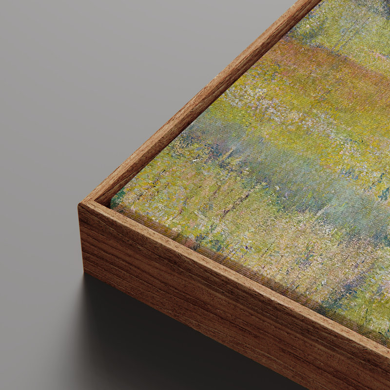 Sunlit Meadow Landscape with Soft Impressionist, impression encadrée, H 24 po x l 36 po, Naturel
