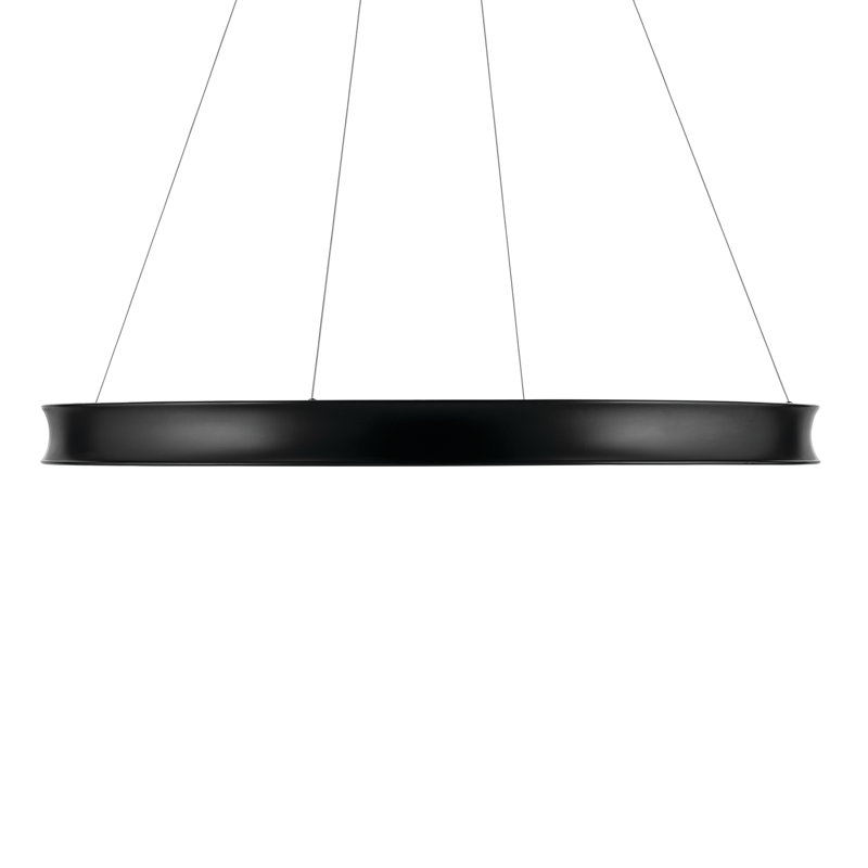 Soft Modern Circular LED Chandelier, Satin Black, 3.75" H x 49.5" W x 49.5" D