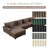 6 - Piece Upholstered Light Brown Faux Rabbit Fur Flannel Modular Sectional Sofa with Throw Pillows & Removable Ottomans-1911773212