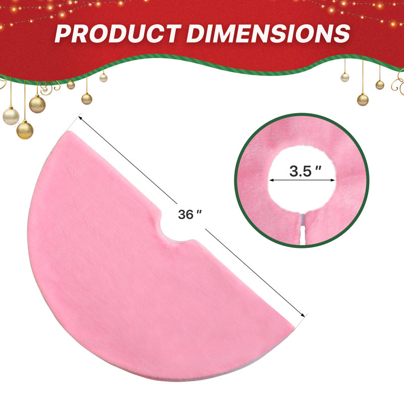 Jupe d'arbre de Noël en velours rose d'Ivanenko pour décoration de fêtes et de fêtes, L 36 po