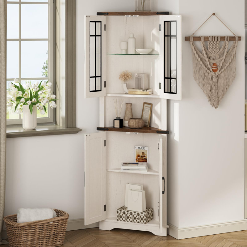 Schellens Freestanding Linen Cabinet, Walnut/White