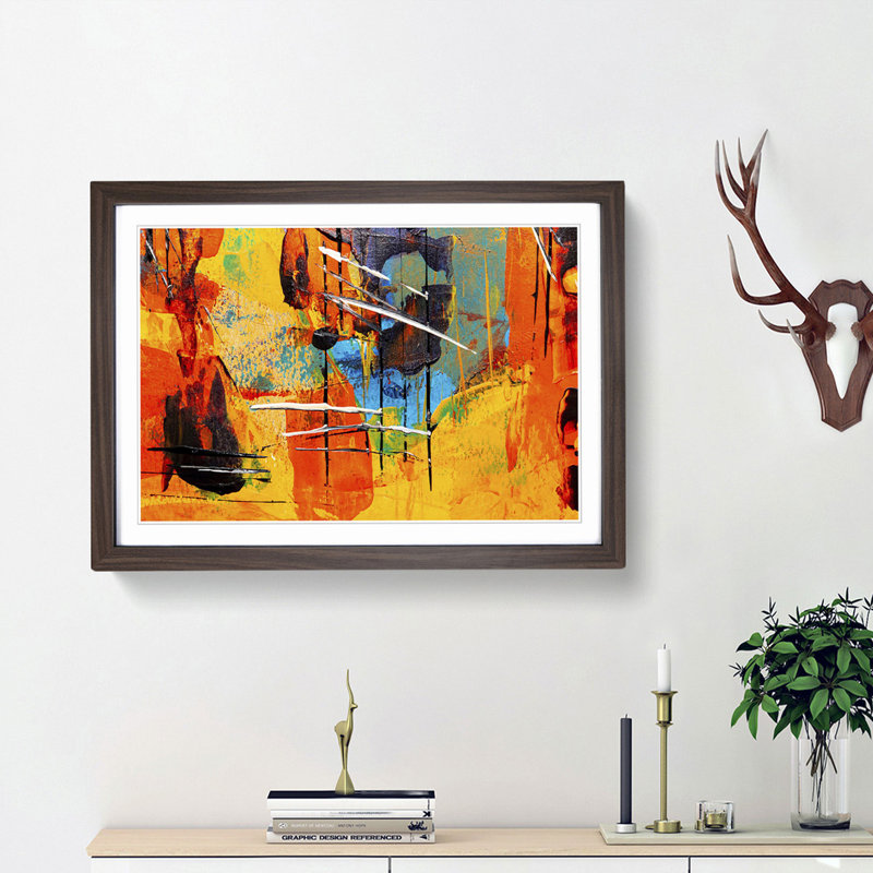 Abstract Art Painting Vol.474 by S.Johnson - Picture Frame Painting Print, Walnut Framed, 48cm H x 65cm W x 2cm D