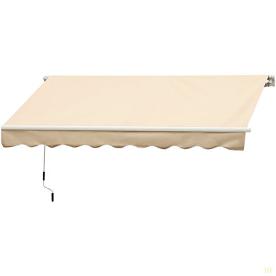Outsunny 10' X 8' Retractable Awning, Patio Awnings, Sunshade Shelter W/ Manual Crank Handle, UV & Water-Resistant Fabric And Aluminum Frame For Deck, Balcony, Yard