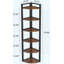70.87" Tall 6-Tier Rustic Brown Corner Bookshelf, Space-Saving Storage Shelf-2110838238