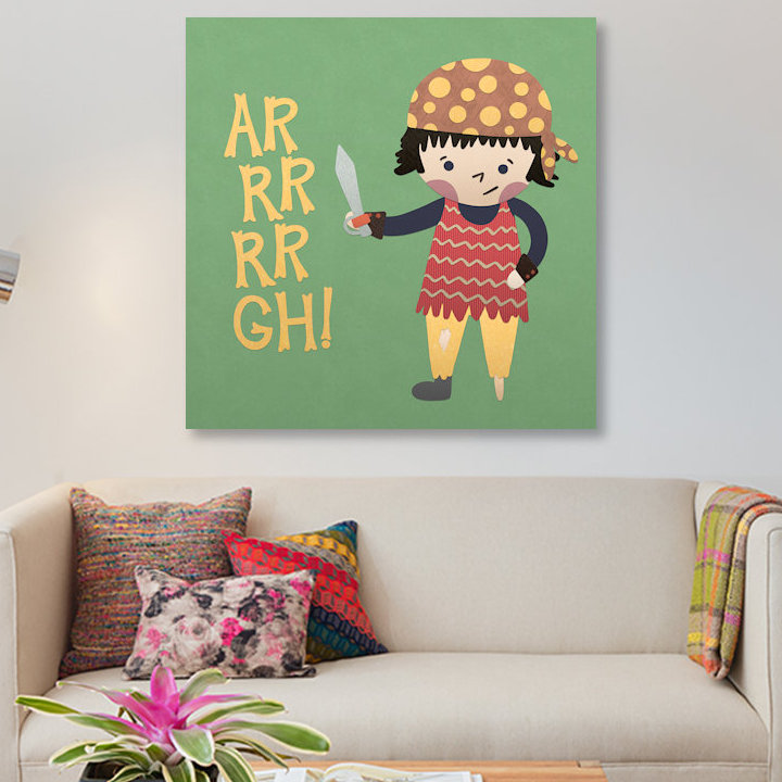 « ahoy matey iv », impression sur toile, H 18 po x l 18 po x P 1,5 po, Toile tendue, Pas de tapis