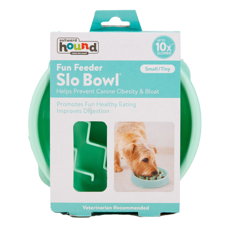 Outward Hound Fun Feeder Slo Bowl, Slow Feeder Dog Bowl, Medium/Mini, Blue