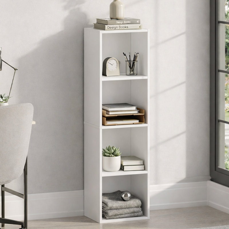 Gerardi 32cm W Standard Bookcase, White, 106 cm H x 32 cm W