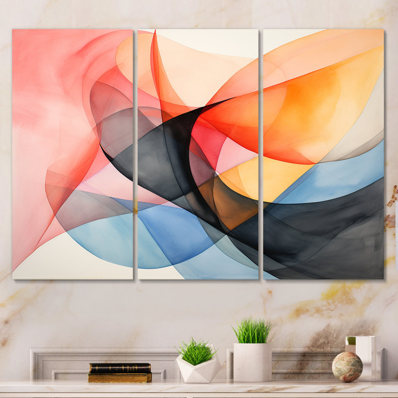 Motif géométrique de couleurs douces I - art mural géométrique, H 28 po x l 36 po x P 1 po, Toile tendue