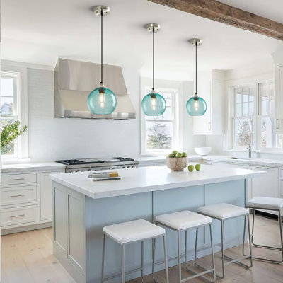 Charolyn 3 - Light Single Pendant Light Globe Pendant Light Fixtures Glass Pendant Lights Kitchen Island Lighting
