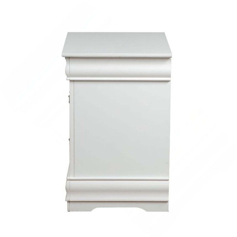 1Pc Traditional Classic Wooden 2-Drawers Nightstand, White