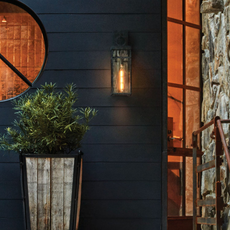 Porter Outdoor Wall Lantern, Aged Zinc, 18.5" H x 6" W x 7.5" D