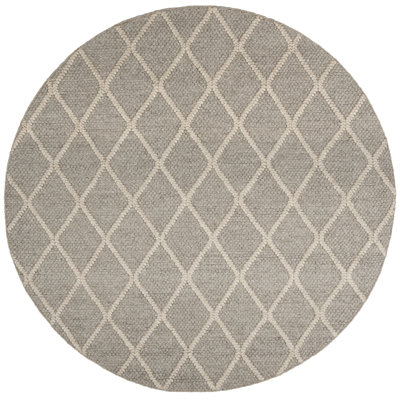Russo Gray Hand-Woven Geometric Flatweave Rug