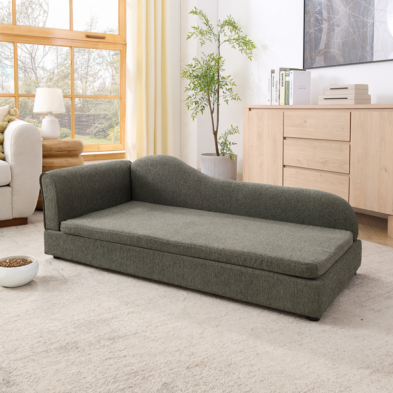Modern Irregular Wave Backrest Oversized Pet Sofa, Dark Grey
