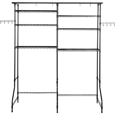 Au-dessus de la sécheuse et sécheuse à linge, étagère à 6 niveaux avec tablettes réglables, tringle, crochets, économie d'espace, acier au carbone noir, roulement de charge, économiseur de buanderie rouille