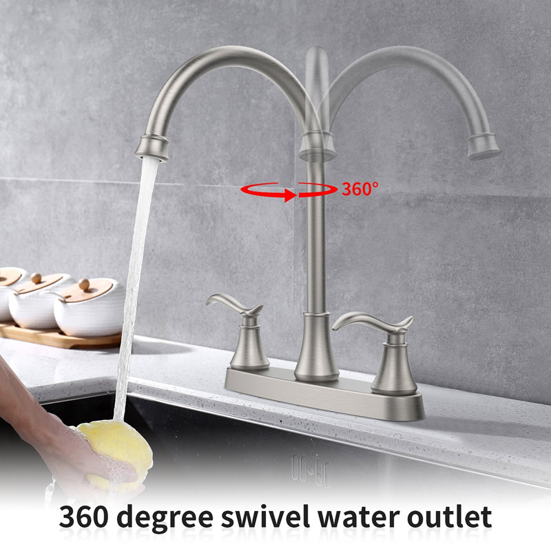 Robinet de cuisine escamotable à poignée simple à grande arche, robinets d'évier de cuisine à un niveau en acier inoxydable avec douchette extractible