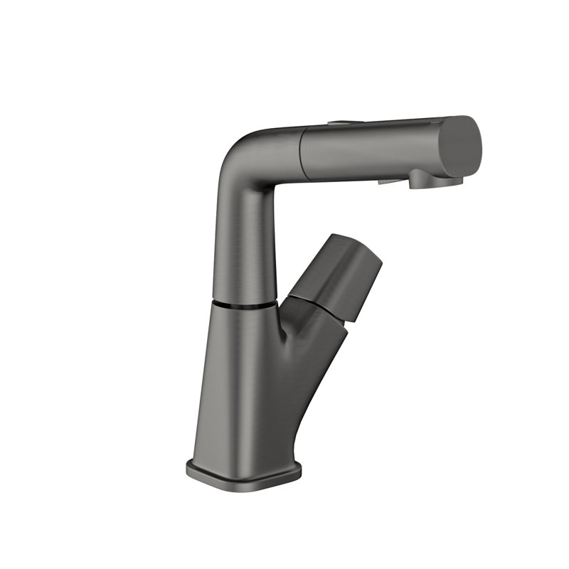 Gunmetal Black Pull - Down Bathroom Faucet, Three Flow Modes, 90 Cm Water Supply Hoses, 360 Swivel Spout, Cold/Hot Setting, Complete Installation , Ceramic Valve Mode Faucet In Black, Silky Smooth