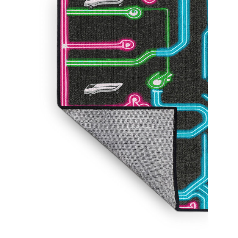 Machine Washable Transportation Gray Area Rug