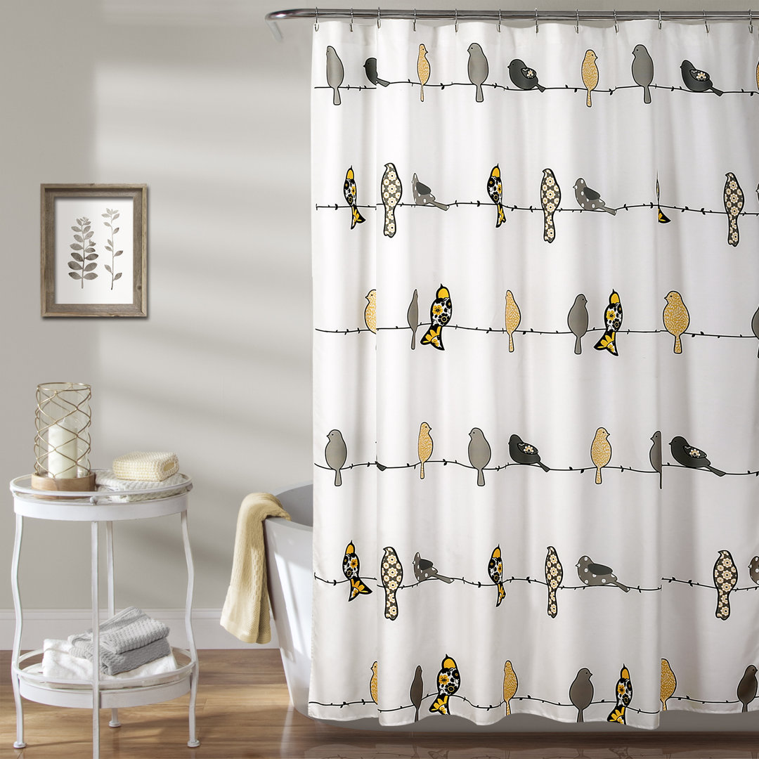 Rowley Birds Shower Curtain Lush Decor Color: Yellow/Gray