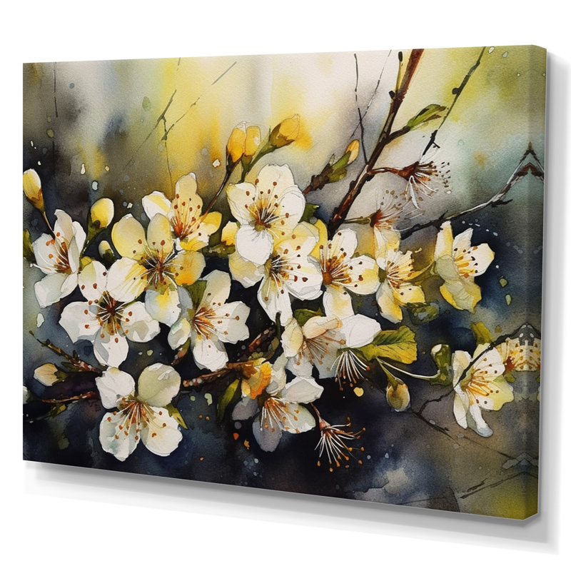 Mélodie du pommier Rozine sur toile, H 30 po x l 40 po x P 1,5 po, Toile tendue