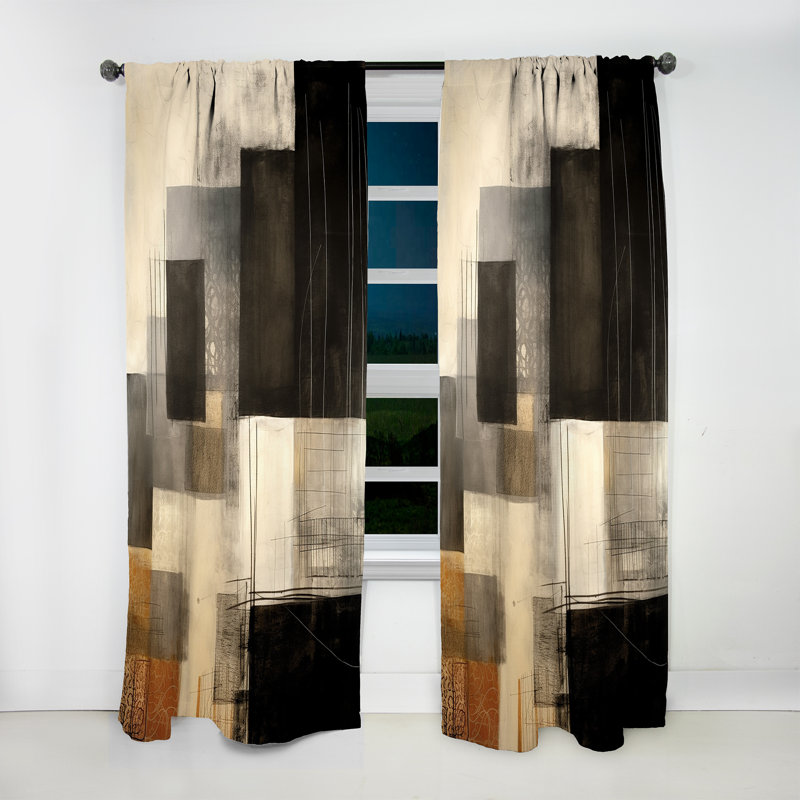 Rideau noir Mid Century Fusion II - moderne - velours obscurcissant - 1 panneau, L 52 po x L 108 po