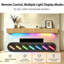 Tablette de manteau de cheminée avec compartiment de rangement caché Compartiment de rangement caché de 63 po, bande lumineuse à DEL, conception cannelée élégante, tablette de présentation murale, idéale pour la décoration intérieure-1176446953