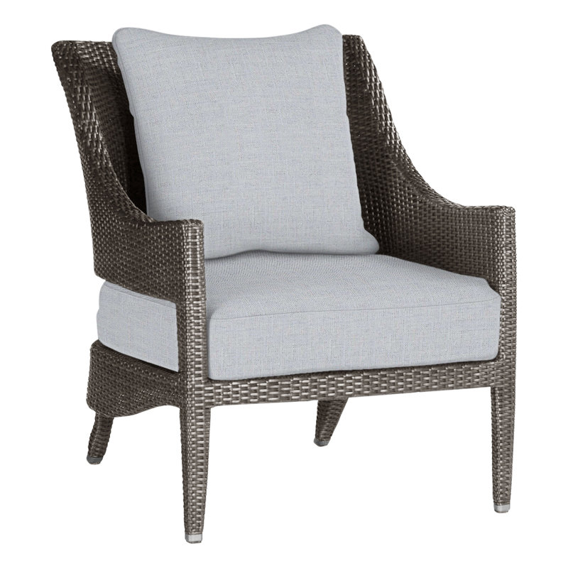 Athena Patio Lounge Chair with Cushions, Black Walnut, No Welt, Linen Chambray