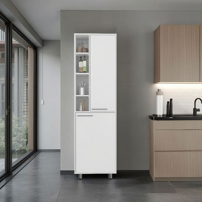 Garde-manger Burton avec 2 portes, tablettes réglables, tablettes latérales et armoire de rangement pour l'organisation de la cuisine