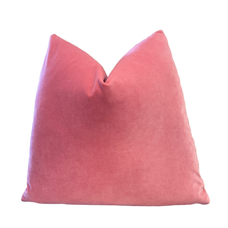 Housse de coussin en velours rose, Rose clair, H 22 po x l 22 po