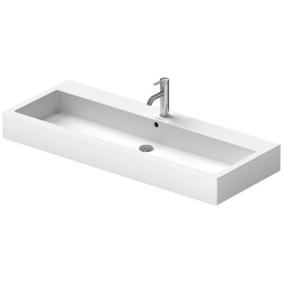 Vero White Ceramic Rectangular Wall Mount Bathroom Sink with Overflow