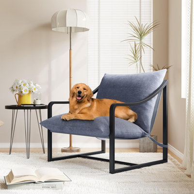 Fauteuil d'appoint moderne, fauteuils de salon en tissu confortable avec structure en métal robuste, fauteuil de lecture