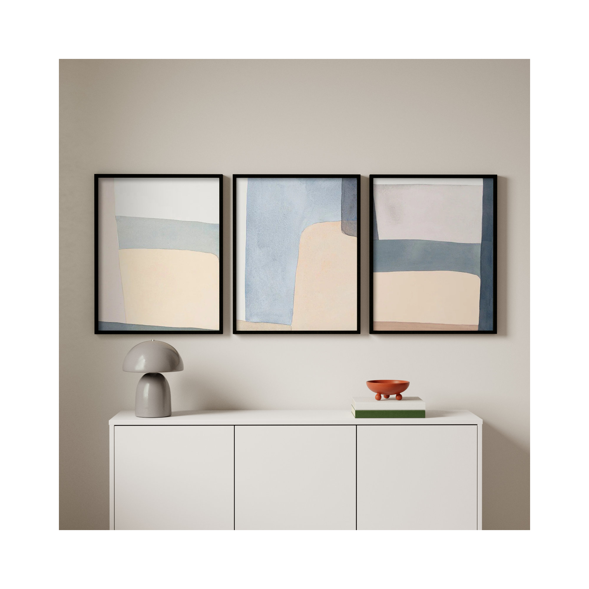 Grey Hue Set Of 3 by Julia Balfour, Black, Picture Framed Canvas, 30" H x 72" W