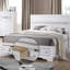 Grand lit de rangement blanc - Panneau de particules et placage facile à assembler, sans sommier tapissier, 2 tiroirs avec tiroir central en métal pour acrylique, 3 lattes + 5 pieds et extension complète-1157589308